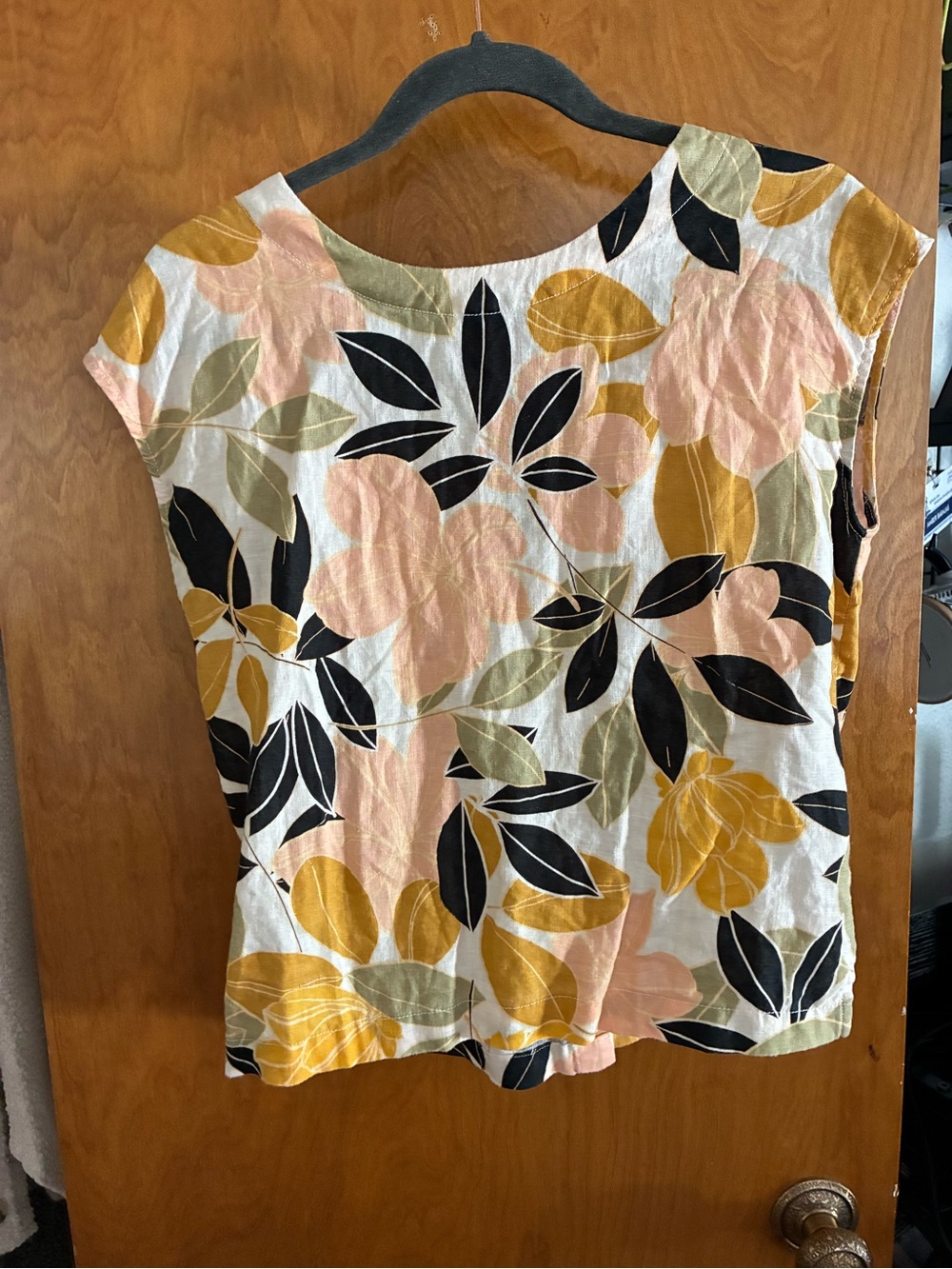 Rachel Zoe Floral Cotton Short-Sleeve Top in White, Mustard & Blush